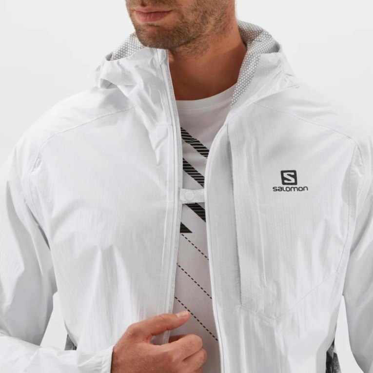 White Salomon Bonatti Waterproof Men's Shell Jackets | PH 49612V